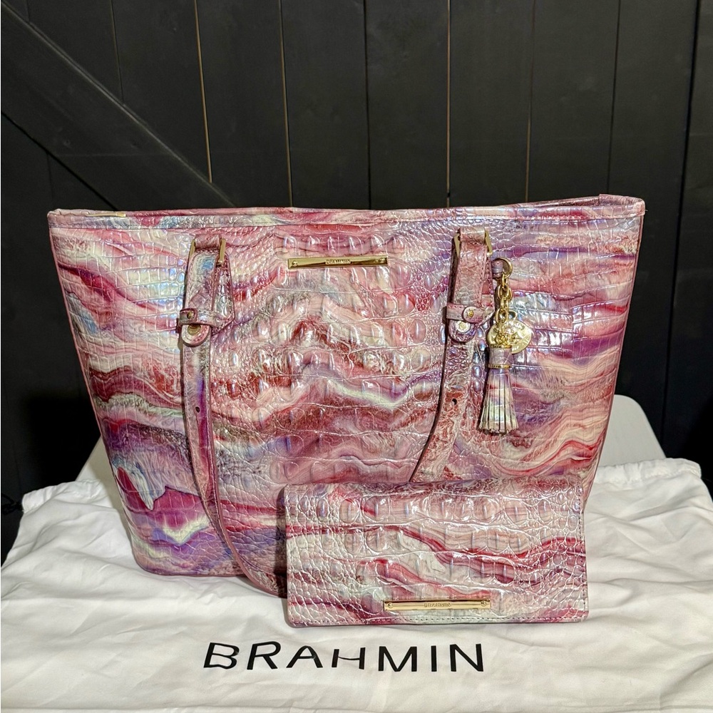 Brahmin Asher Aura Melbourne Leather Handbag & Brahmin Ady Aura Matching Wallet - Picture 2 of 16